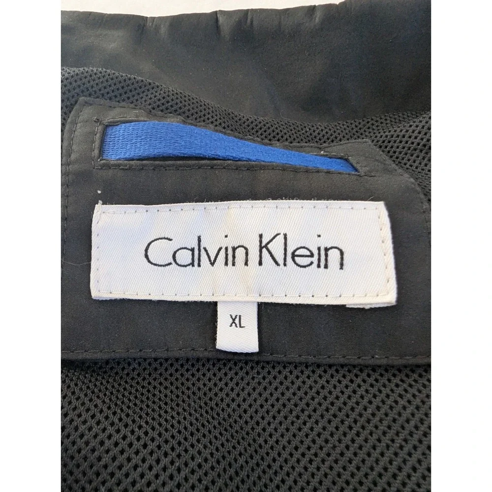 Calvin Klein Mens Black‎ Full Zip Collared Jacket Lightweight XL